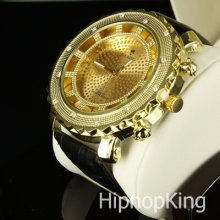 Golden Crush Analog Dial Iced Out Polished Case Rapper Boy Friend Custom Watch