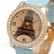 Golden Jelly Paris Tower Dial Design Fashion Girl Women Watch Bracelet Uhr-3