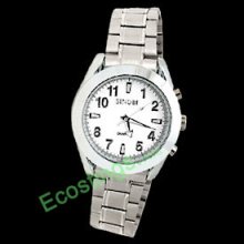 Good Metal Band Round Silvery Men's Quartz Wrist Watch