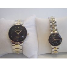 Gossip Ladies And Mens Two Tone Bracelet Watch Set With Diamond Accent