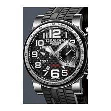 Graham Silverstone Stowe Racing Classic 48 mm Watch - Carbon Fiber Dial, Black Rubber Strap 2BLDC.B11A Sale Authentic Ceramic