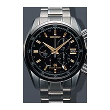 Grand Seiko Spring Drive Chrono Titanium 43.5mm Watch - Black/Gold Dial, Titanium Bracelet SBGC005 Chronograph Sale Authentic