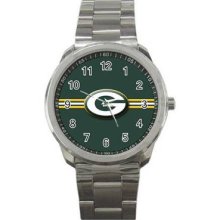 Green Bay Packers Unisex Silver-Tone Sports Metal Watch 04