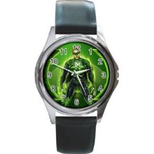 Green LanternUnisex Silver-Tone Round Metal Watch 01