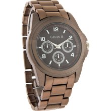 Gruen II Quartz Mens Brown Dial Chrono Design Bronze Bracelet Watch GRT765