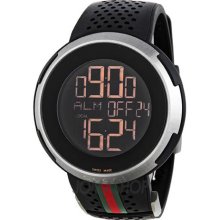 Gucci I-Gucci Digital Black Rubber Strap Mens Watch YA114103