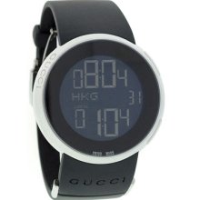 Gucci Watches Men's 114 Series Black Digital Dial Black Rubber Strap B