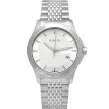 Gucci Watches Men's G-Timeless Silver Dial Stainless Steel Bracelet St