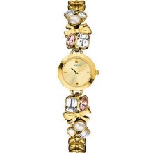 Guess Women Goldtone Crystallized Romance Watch U12627l1 ,with Guess Box