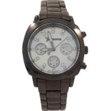 Gun Metal And White Pearl Dial With Crystals Geneva Watch For Women