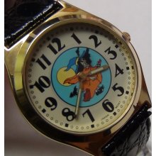 Halloween Witch Quartz Collector's Gold Watch w/ Strap