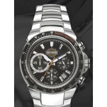 Harley Davidson Men`s Stainless Steel Chronograph Watch W/ Logo & Calendar