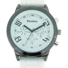 Henley Glamour Chrono Effect White Silicone Strap Ladies Watch H0882.3