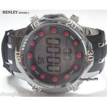 Henley Mens Digital Sport Watch Chronograph Lcd Display Quartz Gent Writs Watch