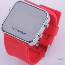 Hot Electronic Plexiglas Mirror Face Led Silicone Sport Digital Wrist Watch