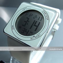 Hours Digital Alarm Touch Screen Led White Silicone Wrist Watch Wh41