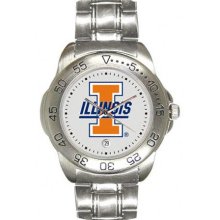 Illinois Fighting Illini Men's Sport ''Game Day Steel'' Watch Sun Time