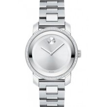 In Box Movado Bold Medium 36 Mm Diamond Stainless Steel Watch 3600149