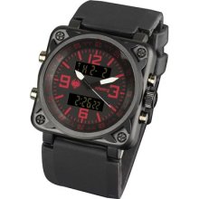 Infantry Digital Quartz Red Alarm Date Men's Wrist Watch Stopwatch Black Rubber