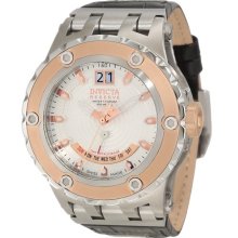 Invicta 10098 Men $1995 Reserve Subaqua Silver Rose Gold Dial Leather Watch