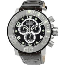 Invicta 11164 Men's Watch Sea Hunter Chronograph Black Dial Leather Strap