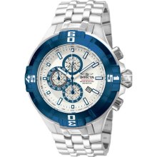 Invicta 12363 Men $1295 Pro Diver Silver Blue Dial Chrono Stainless Steel Watch