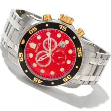 Invicta Men's Pro Diver Scuba Quartz Chronograph Stainless Steel Bracelet Watch RED