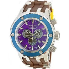 Invicta Men's Reserve Puppy Edition Stainless Steel Case Purple Dial Chonograph Rubber Strap 10996