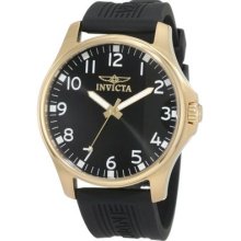 Invicta Mens Specialty Black Dial 18k Gold Stainless Steel Case Poly Watch