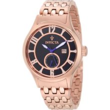 Invicta Mens Vintage Black Patterned Dial 18k Rose Gold Plated Bracelet Watch