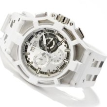 Invicta Reserve Men's Akula Swiss Quartz Chronograph Strap Watch SILVERTONE / WHITE