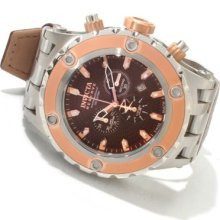 Invicta Reserve Men's Specialty Subaqua Elegant Swiss Chronograph Leather Strap Watch BROWN