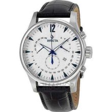 Invicta Swiss Chronograph White Dial Blue Hands Black Leather Watch 12234 $1295