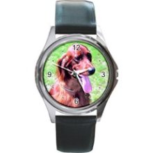 Irish Setter Custom Watch Leather Band Mens Photo Watch