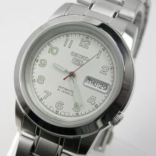 Japan Seiko5 7s26c Automatic White Dial 21 Jew For Men Stanless Steel