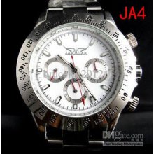 Jaragar Glass Back White Dial Dive Fashion Men Mechanical Stainless