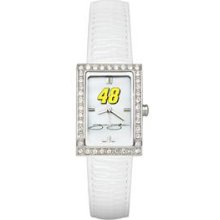 JIMMIE JOHNSON #48 LADIES ALLURE WATCH WHITE LEATHER STRAP