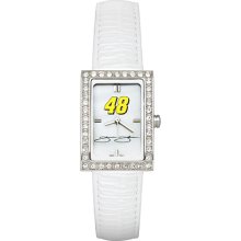 Jimmie Johnson Ladies Allure Watch White Leather Strap