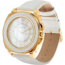 Joan Rivers Leather Bezel Watch with Mother-of-Pearl Dial - White - One Size