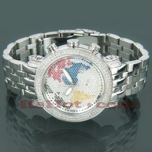 Joe Rodeo World Map Continents Diamond Watch 1.75ct