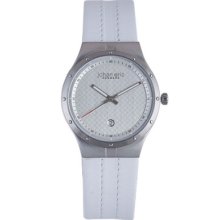 Johan Eric Watches Men's Skive Silver Dial White Leather White Leather