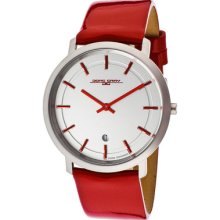 Jorg Gray Watch Jg2700-13 Men's Silver Dial Red Patent Genuine Leather