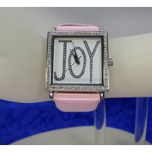 JOY Rhinestone Ladies Watch Pink Silver Tone