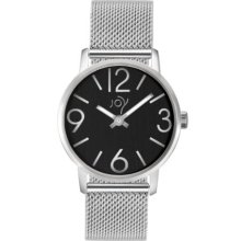 Joy Women's Quartz Watch With Black Dial Analogue Display And Silver Stainless Steel Strap Jw642