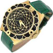 Julius Legend Designer Men's Watches, Capitol - 18K Gold & Green Crocodile Leather Watch