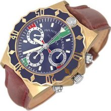 Julius Legend Designer Men's Watches, Ulysses Diver - Sea Bronze Leather Automatic Chronograph