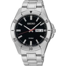 Just Released Seiko Sgga75 Men Silver Stainless Steel Black Face Day Date Watch