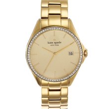 kate spade new york 'seaport grand' crystal bracelet watch Gold