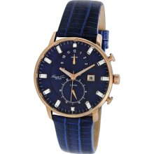 Kenneth Cole Women's Rose Goldtone Blue Leather Multi Funciton Watch Kc2756 $185