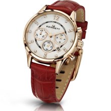 Kennett Lady Savro Red Strap Rose Tone Case Chronograph Watch